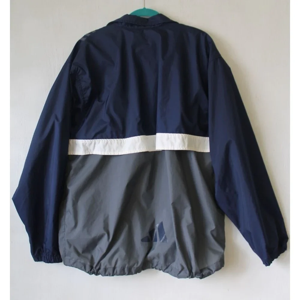Adidas Jacket Men's L Navy Gray Half Zip Pullover Windbreaker Retro 90s Style